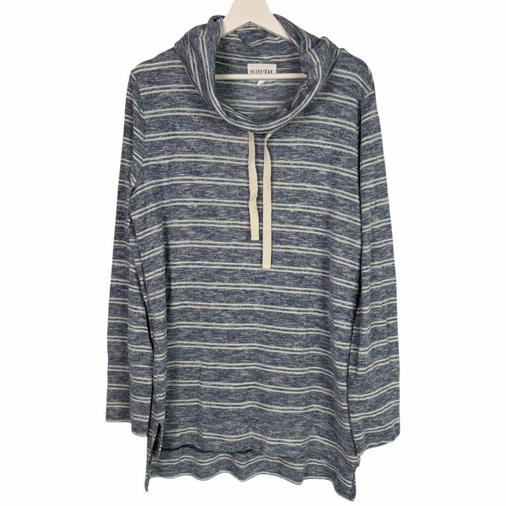 Olive + Oak Blue White Stripe Cowl Neck XL - Picture 1 of 8
